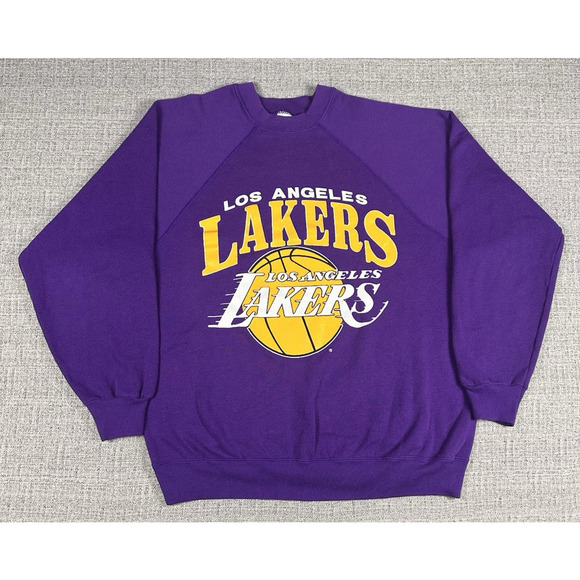 Vintage Los Angeles Lakers Purple Crewneck Sweatshirt Show Time Artex Large USA - Picture 1 of 9